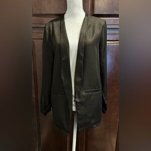 Shein Black Blazer Coat Jacket with rouched sleeves size XL